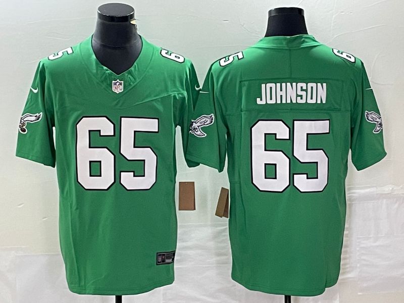 Men Philadelphia Eagles #65 Johnson Green 2023 Nike Vapor Limited NFL Jersey